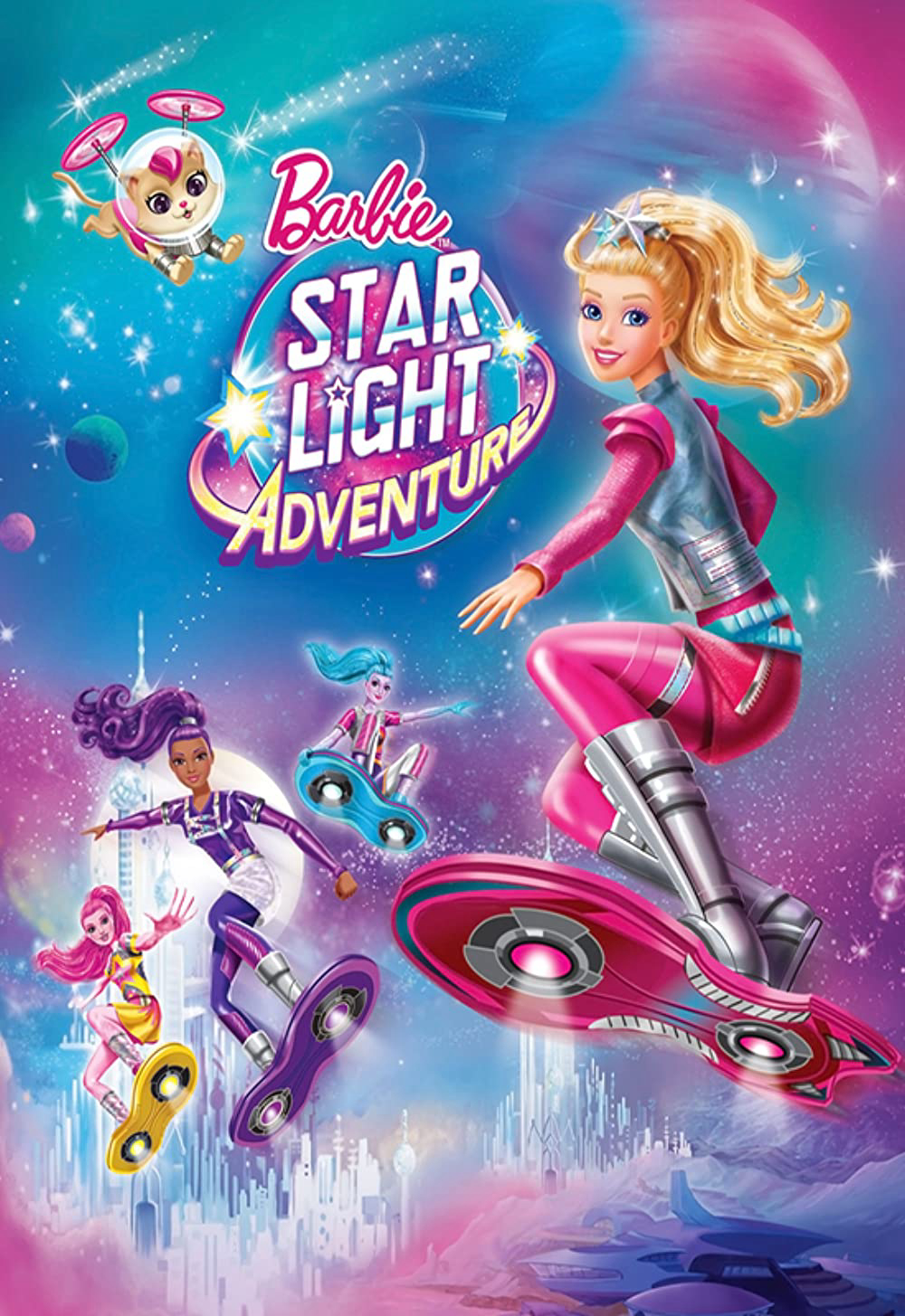 Phim Barbie: Cuộc Chiến Ngoài Không Gian - Barbie: Star Light Adventure 2016: Cô công chúa của vũ trụ dùng ván trượt bay, bay khắp các thiên hà xa xôi cùng thú cưng của cô, Pupcorn. Một ngày nọ, mọi thứ bắt đầu thay đổi khi những ngôi sao sáng lấp lánh bắt đầu mờ dần. Barbie du hành đến một hành tinh mới tuyệt đẹp để tham gia vào đội giải cứu đặc biệt nhằm cứu vớt những ngôi sao đang bị mờ dần.