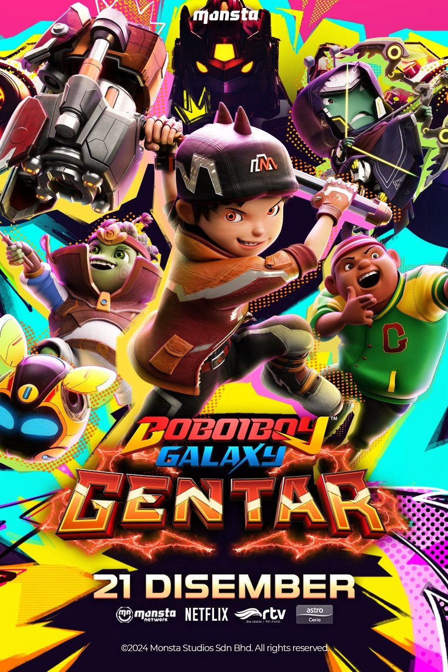 BoBoiBoy điều tra lời kêu gọi giúp đỡ từ một nhà máy bỏ hoang ngoài không gian và đối mặt với một đối thủ đáng gờm. Liệu sức mạnh mới của cậu có đủ để chiến thắng không?