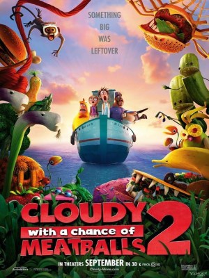 Cloudy with a Chance of Meatballs 2 là phần tiếp theo của bộ phim hoạt hình ăn khách ra mắt năm 2009, được công chiếu vào năm 2013. Bộ phim do Cody Cameron và Kris Pearn đạo diễn, tiếp tục câu chuyện về Flint Lockwood sau các sự kiện ở phần đầu. Lần này, Flint được mời làm việc tại Live Corp Company, một tổ chức công nghệ do thần tượng của anh, Chester V, lãnh đạo. Tuy nhiên, Flint phát hiện ra rằng cỗ máy biến nước thành thức ăn của mình, FLDSMDFR, vẫn hoạt động và hiện đang tạo ra những sinh vật lai giữa thực phẩm và động vật, gọi là "Foodimals." Flint, cùng nhóm bạn quen thuộc bao gồm Sam Sparks, Steve (chú khỉ thông minh), Manny, và Brent, quay lại Swallow Falls để ngăn chặn những sinh vật này trước khi chúng lây lan ra thế giới.