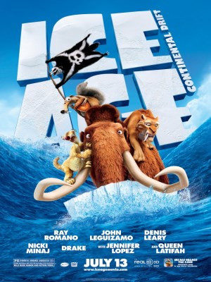 Ice Age: Continental Drift (Kỷ Băng Hà 4: Lục Địa Trôi Dạt)&nbsp;- Đây là phần 4 của loạt phim đuộc đánh giá là một trong loạt phim hoạt hình được yêu thích và thành công nhất mọi thời đại. Trong phần này nhóm bạn Manny (voi ma-mút), Diego (hổ răng kiếm) và Sid (lười tiền sử) sẽ đối mặt với những thử thách mới do các lục địa bị trôi dạt sau trận Đại hồng thủy. Bên cạnh đó phim có sự xuất hiện của nhiều nhân vật mới như: Squint, Captain Gutt, Flynn… Có thể nói với các tình tiết hài hước, vui nhộn, Kỷ băng hà 4 mang tới cho người xem những tiếng cười sảng khoái. Các nhân vật trong phim trở nên sống động với: vui, buồn, yêu, ghét như con người, qua đó phim cũng chuyển tải những bài học nhẹ nhàng về tình cảm cha con, bạn bè, tình yêu. Đây được đánh giá là 1 bộ phim hay với đề cử giải thưởng Kids' Choice Awards 2013