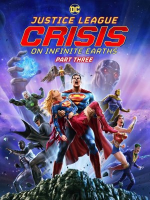 Justice League: Crisis on Infinite Earths, Part Three là phần thứ ba trong loạt phim hoạt hình "Justice League" và là một phần của sự kiện lớn hơn có tên Crisis on Infinite Earths. Phim là phần kết thúc của câu chuyện liên quan đến cuộc chiến giữa các anh hùng DC Comics và thế lực hắc ám trên nhiều vũ trụ. Trong phần này, các thành viên của Liên Minh Công Lý (Justice League), bao gồm Superman, Batman, Wonder Woman và các siêu anh hùng khác, tiếp tục đối đầu với các thế lực hủy diệt trong cuộc chiến khốc liệt để cứu các vũ trụ khỏi sự sụp đổ. Phim tập trung vào những chiến lược cuối cùng và các trận chiến quyết định nhằm bảo vệ các thế giới và khôi phục trật tự.