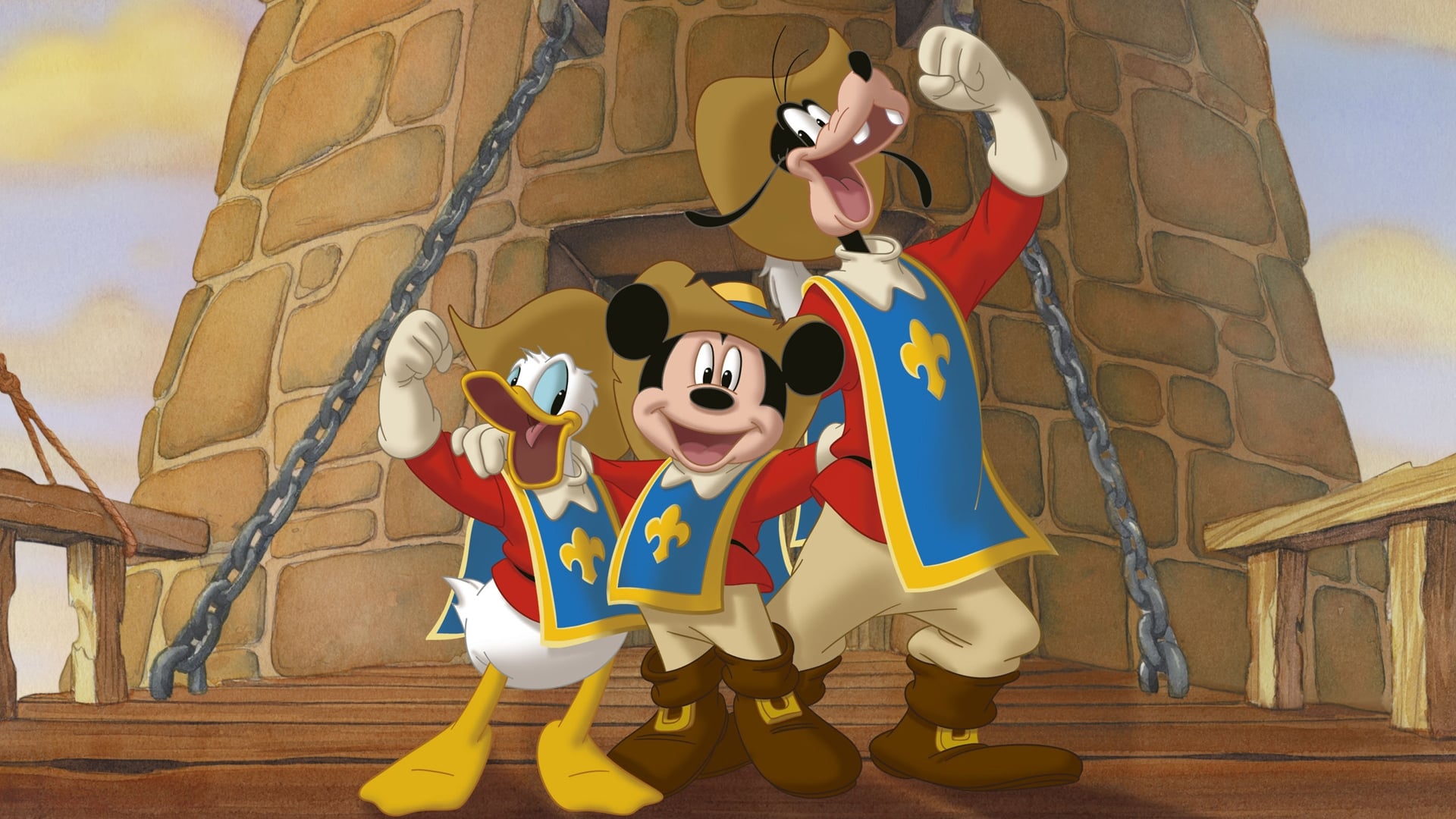 Mickey, Donald và Goofy là ba lính ngự lâm Pháp.