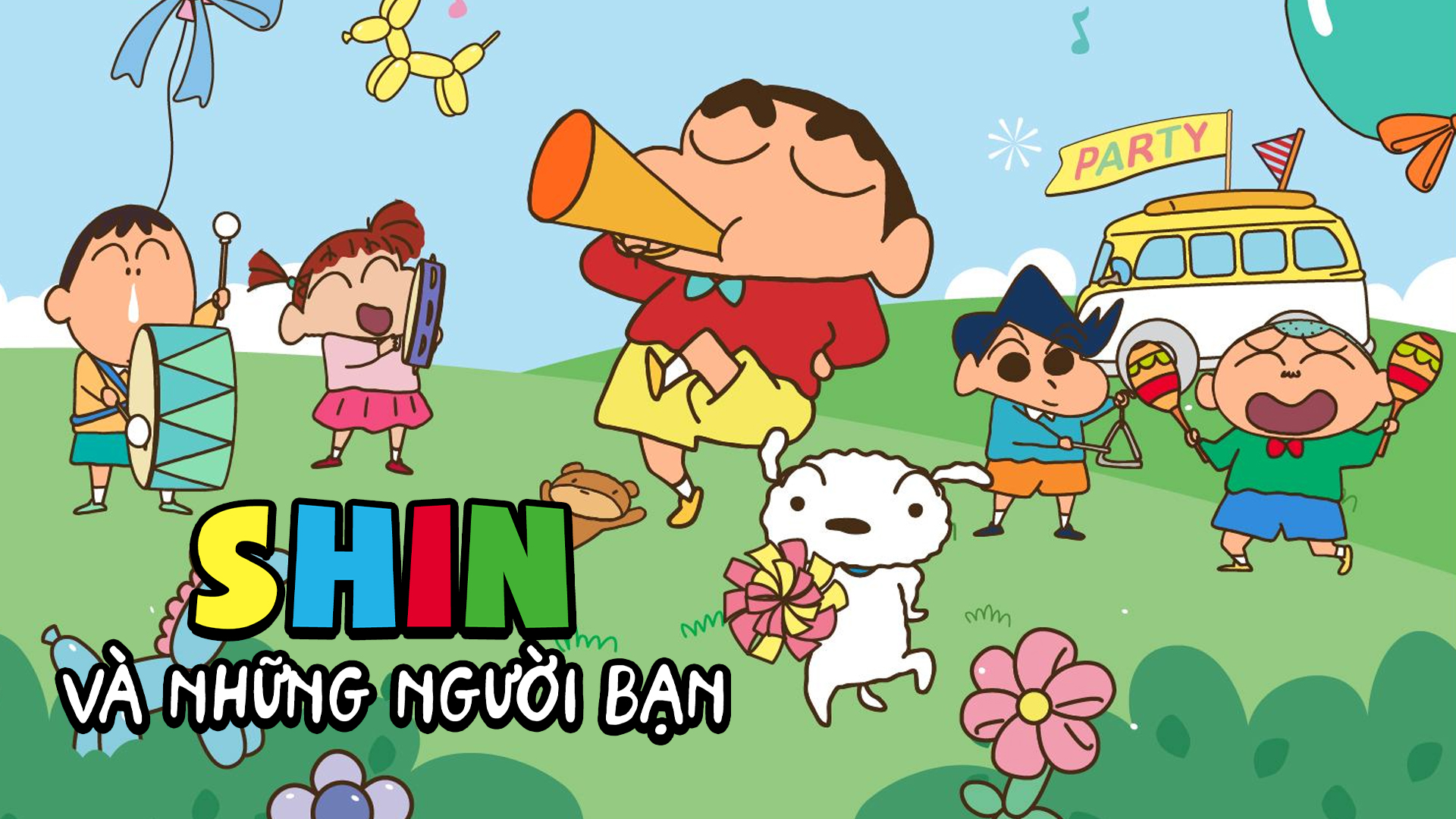 Nhóc Shin có những người bạn vô cùng thú vị: Kazama mọt sách nhiều bí mật, Masao nhút nhát, Nene thích chơi trò gia đình, Bo hay sưu tập đá và bé Ai thích tự do. Mỗi bạn nhỏ chính là một mảnh ghép thú vị cho bức tranh mỗi ngày của cậu bé 5 tuổi luôn vui vẻ và sinh động.